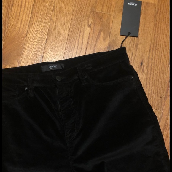 Hudson Los Angeles Flare Crop Black Ombré Velvet Pants Size 32 - Picture 6 of 14